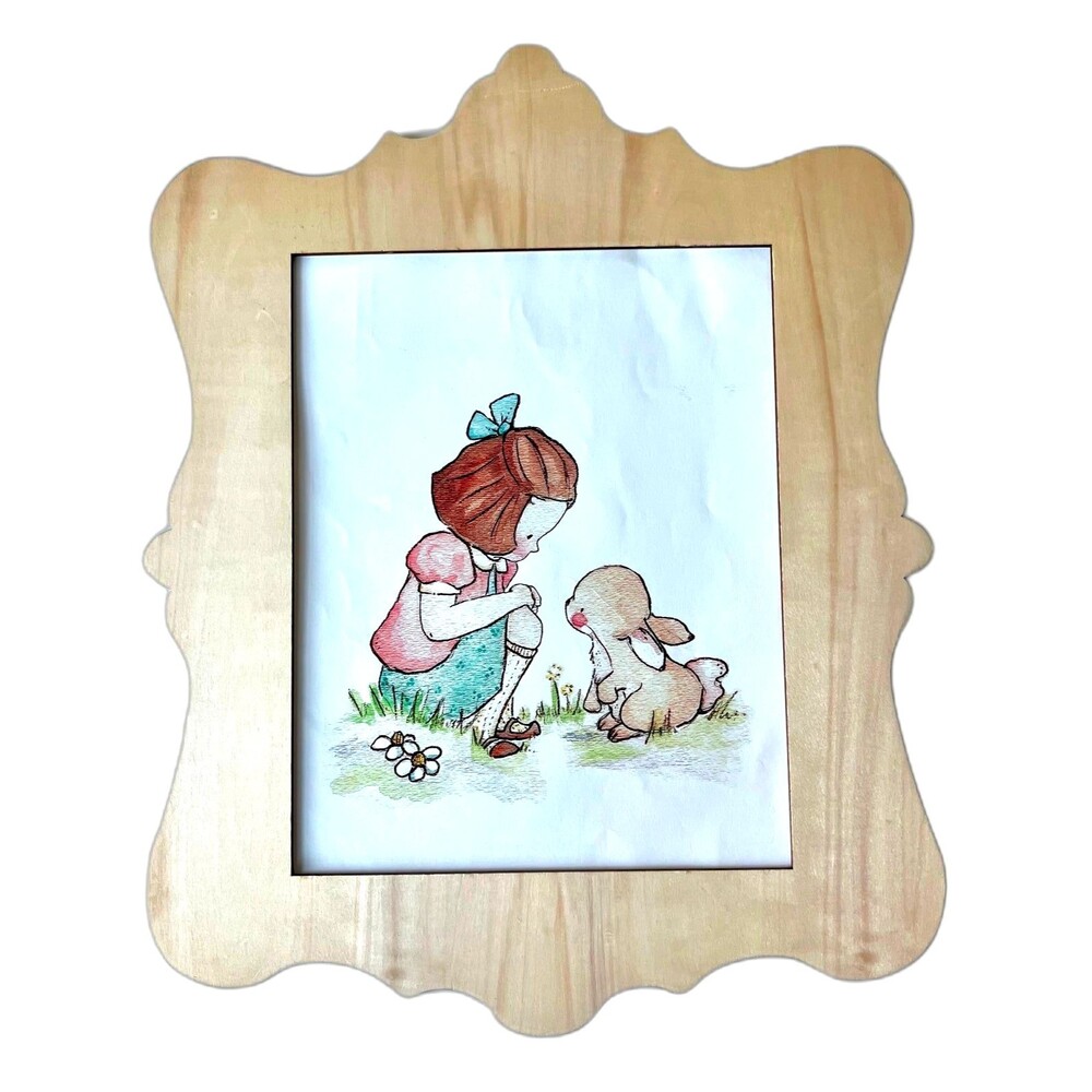 Girl & Bunny Art Print Girls Room Painting Picture Loxly Hollow Elisabeth Zuniga